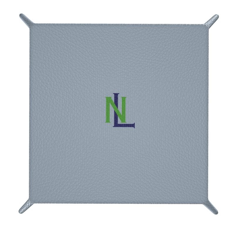 Nantucket Blue Greek Key Leather Valet/Trinket Tray