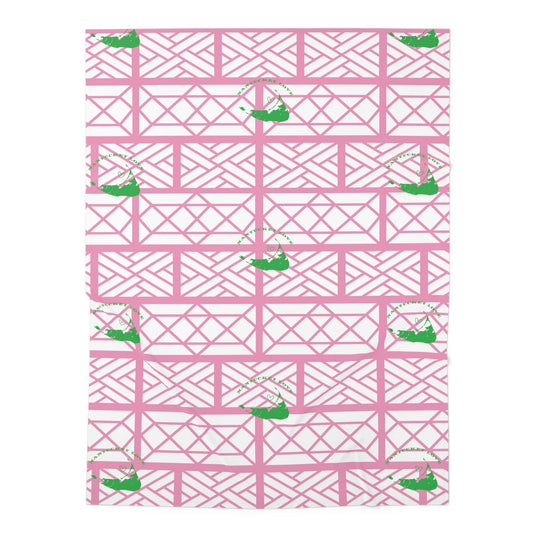 Nantucket Love™ Pink and Green Baby Swaddle Blanket