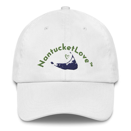 Nantucket Love™ Embroidered Baseball Cap (Low Profile) Blue/Green
