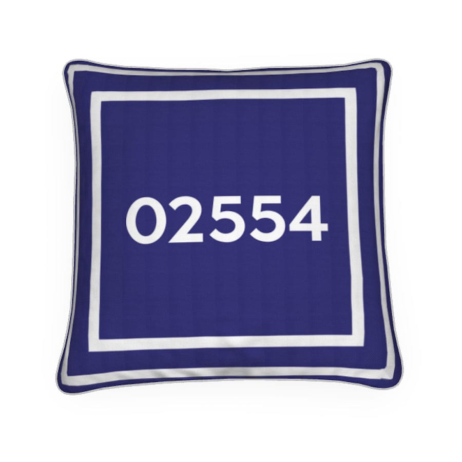 Nantucket Simple Zip Code Pillow in Blue and White