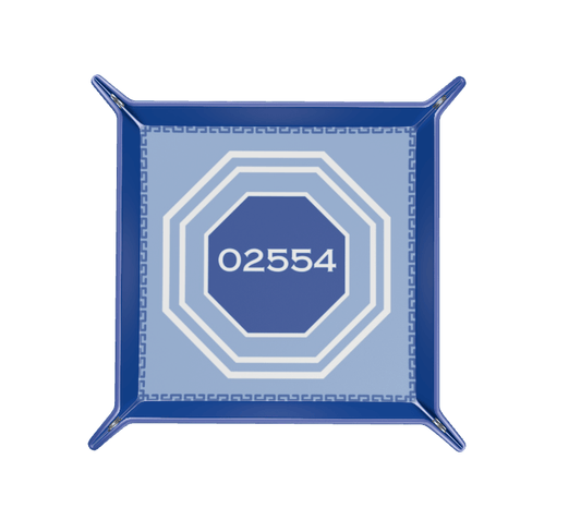 Nantucket Zip Code Leather Vanity Tray in Blue and White