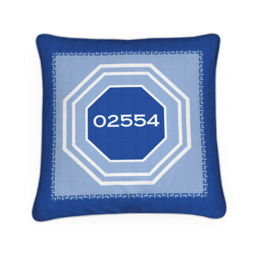 Nantucket Zip Code Octagonal Blue and White Pillow