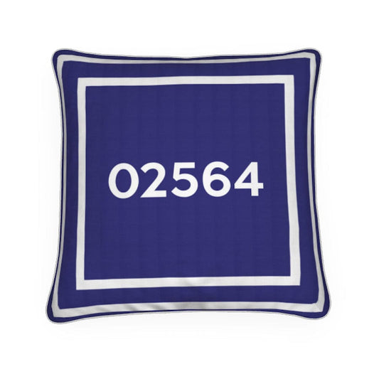 Nantucket (Sconset 02564) Simple Zip Code Pillow in Blue and White