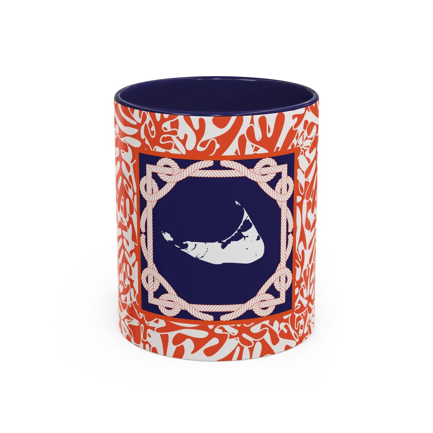 Nantucket Sailor's Sheets and Lines Coffee Mug Orange and Blue (11oz)