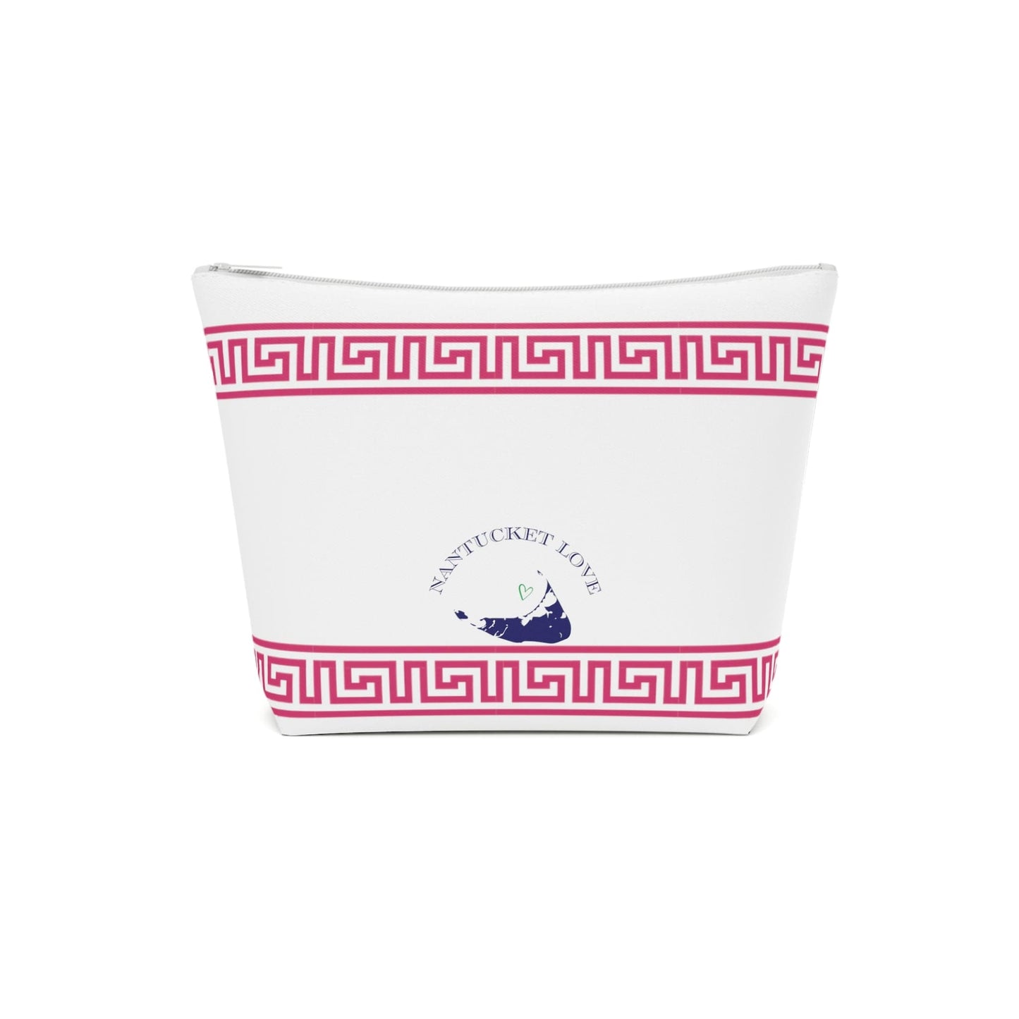 Nantucket Pink and Green Zip Code Cotton Cosmetic Bag