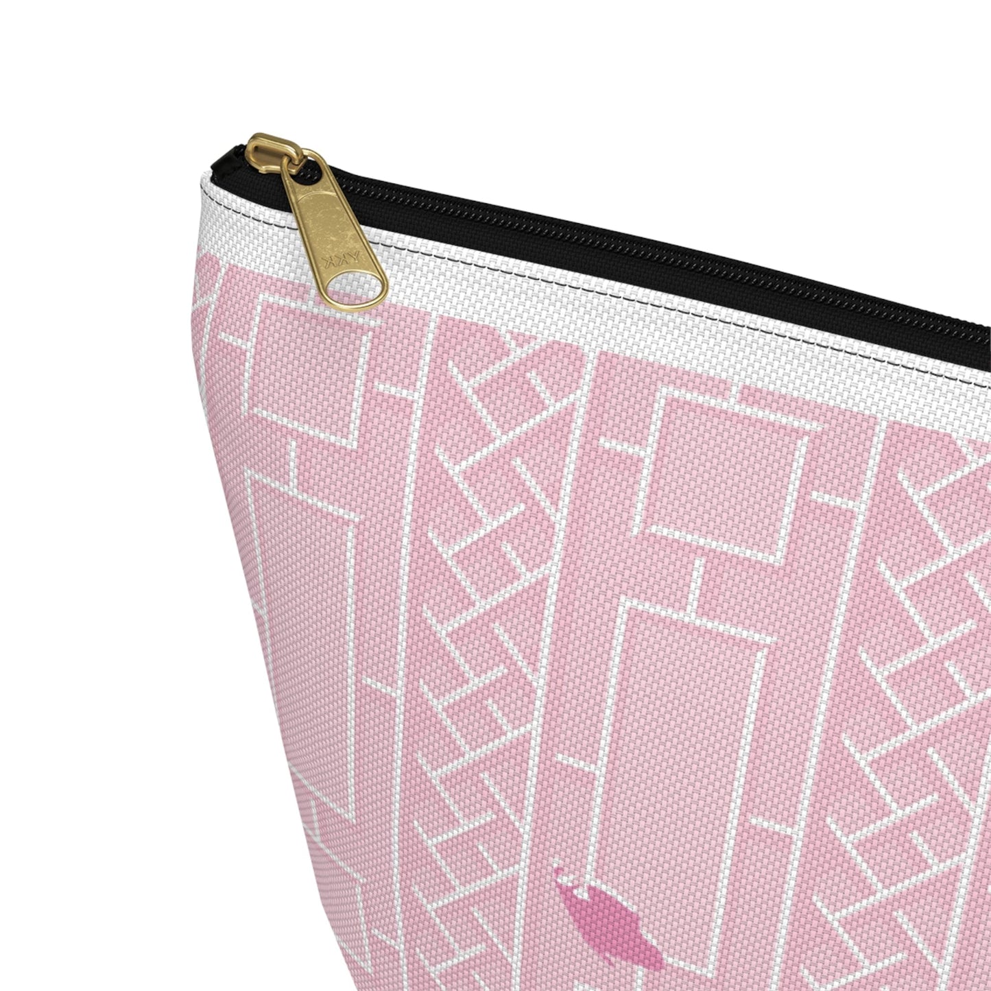 Nantucket Pink Hydrangea and Lattice Accessory Pouch w T-bottom