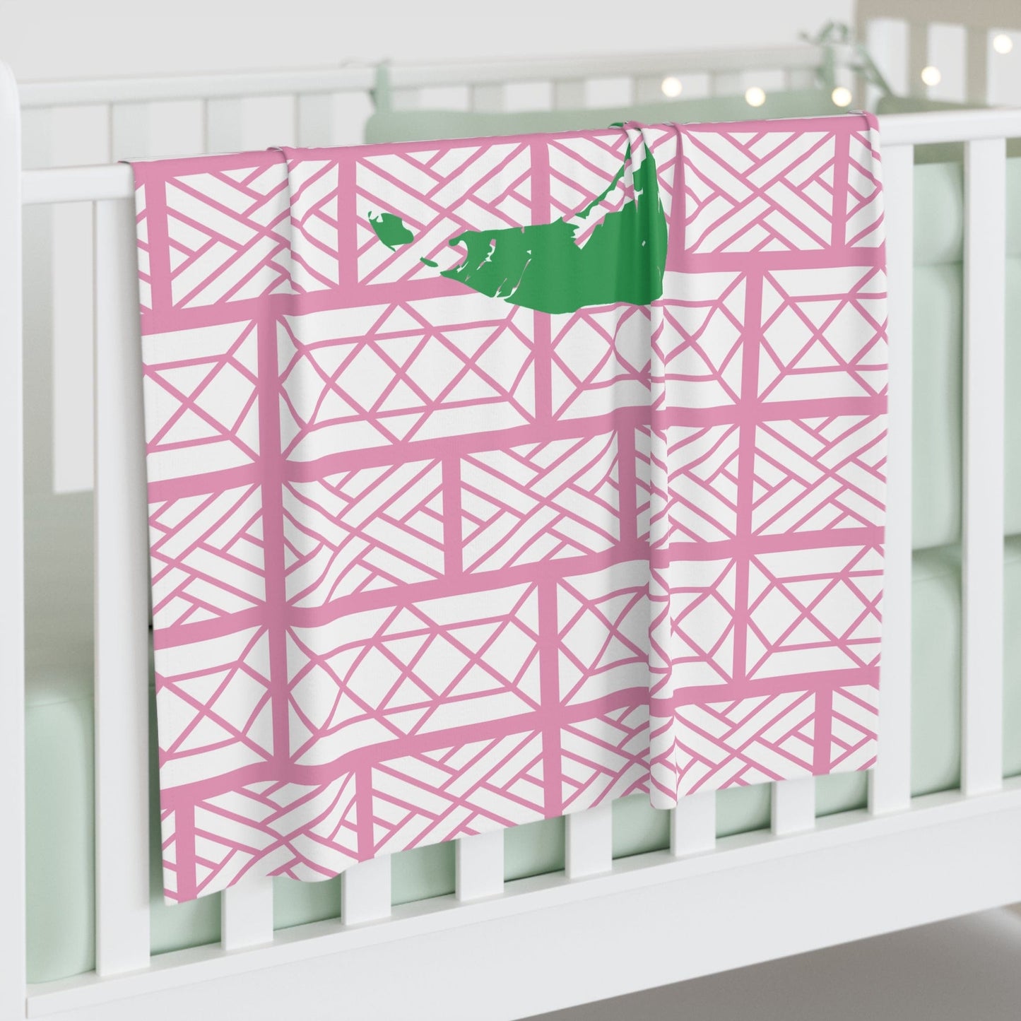 Nantucket Baby Blanket in Pink and White