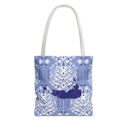 Nantucket Blue on Blue Floral Tote Bag