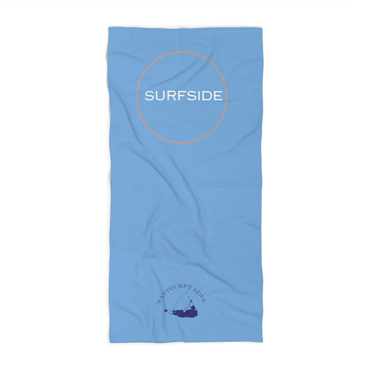 Blue on Blue Nantucket Love™ Throwback Beach Towel (White Text)