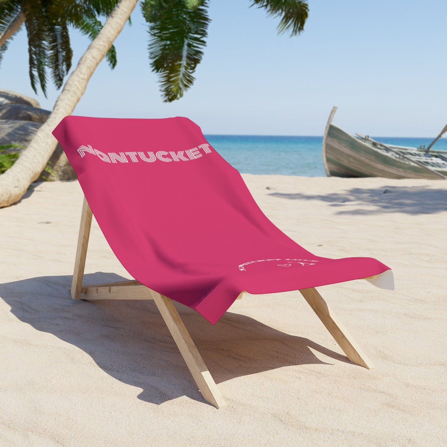 Nantucket Love™ Throwback Beach Towel in Hot Pink