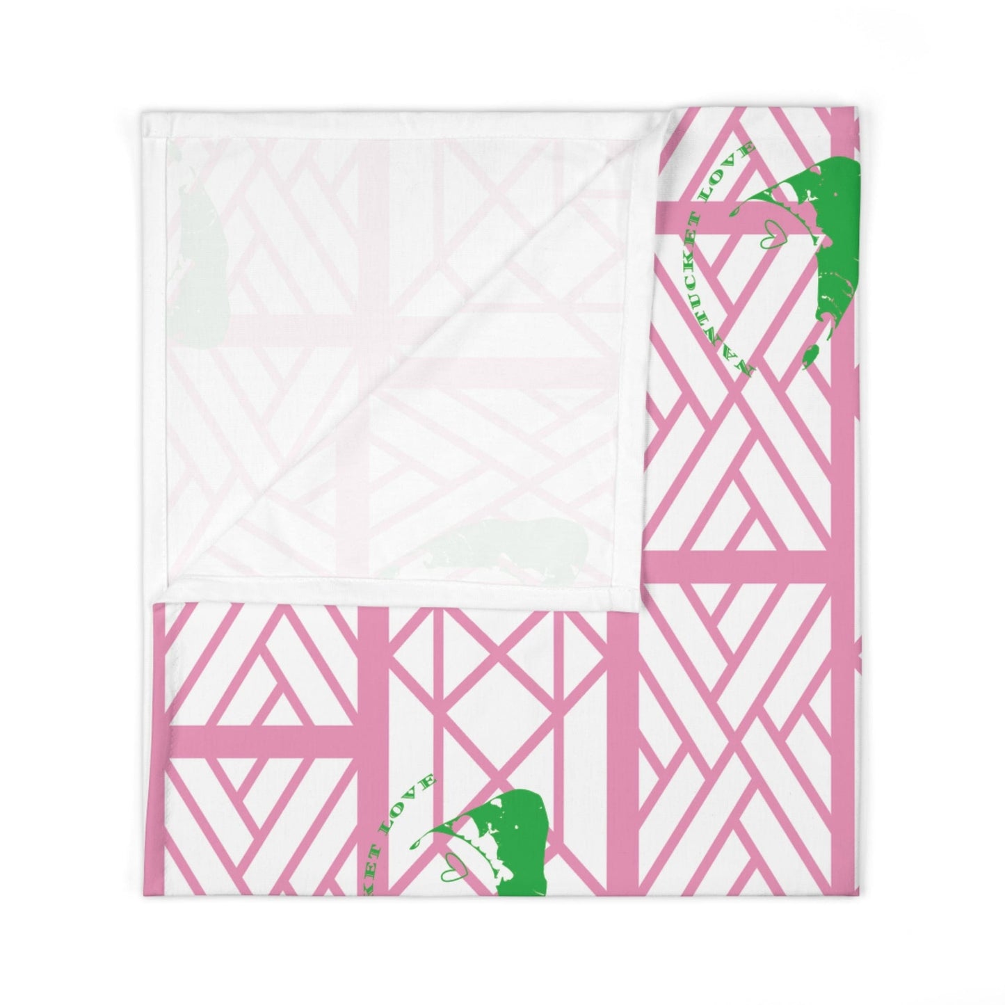 Nantucket Love™ Pink and Green Baby Swaddle Blanket