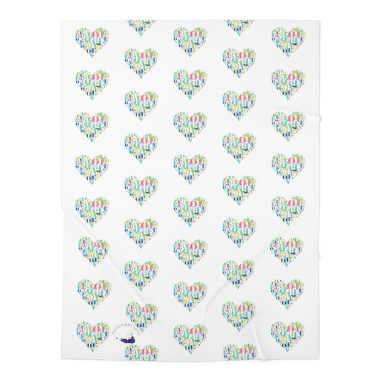 Nantucket Love Hearts Jersey Baby Blanket