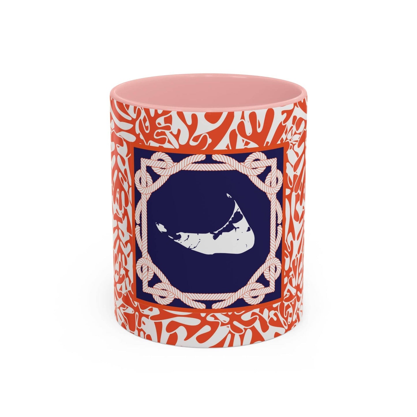 Nantucket Sailor's Sheets and Lines Coffee Mug Orange and Blue (11oz)