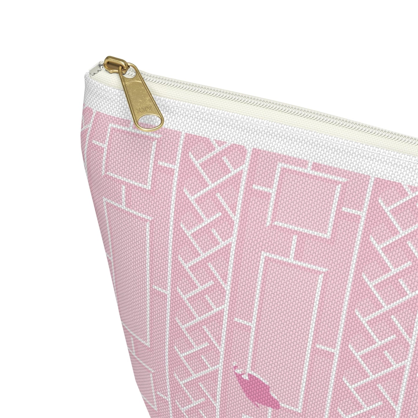 Nantucket Pink Hydrangea and Lattice Accessory Pouch w T-bottom