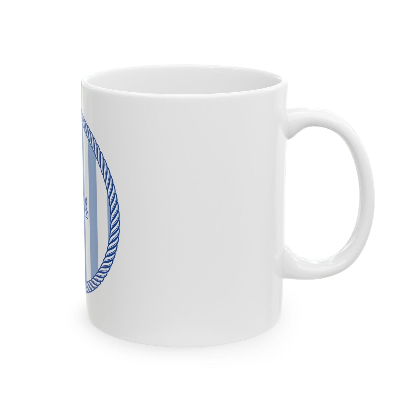 Nantucket 02554 Blue and White Striped Ceramic Mug, (11oz)