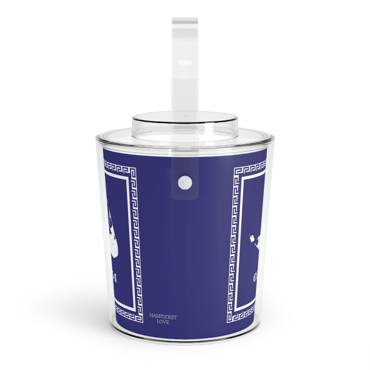 Nantucket Zip Code Acrylic Ice Bucket with Greek Key Border