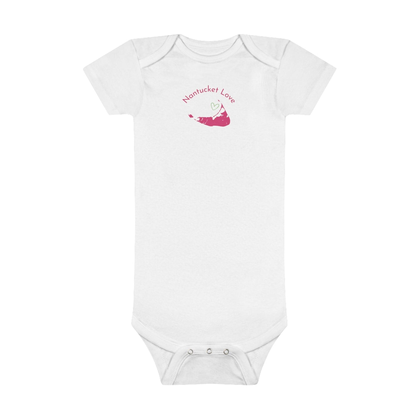 Nantucket Love Baby Short Sleeve Onesie® in Pink and Green