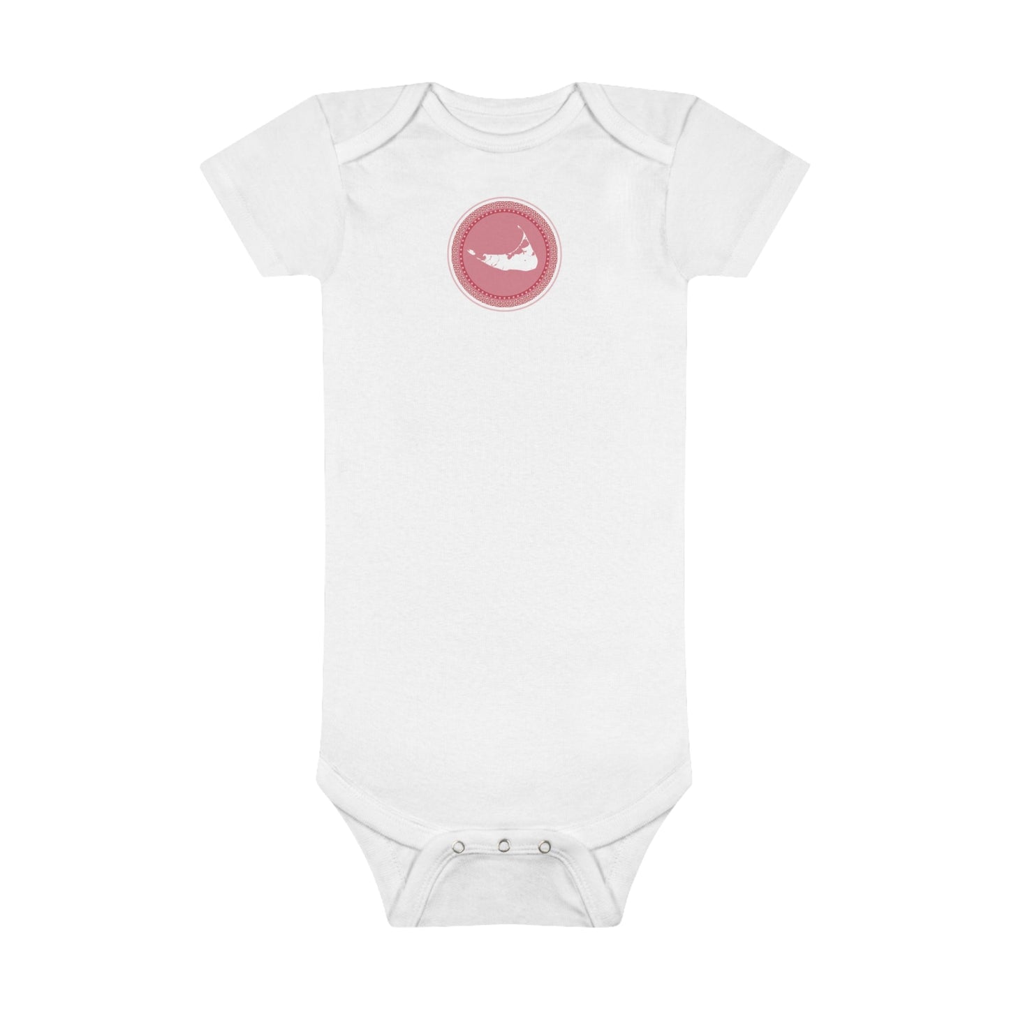 Nantucket Greek Key Baby Short Sleeve Onesie® in the "Island Color"