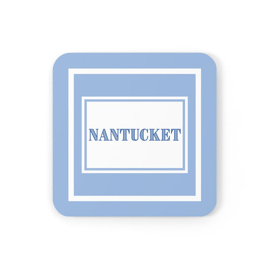 Nantucket 4 Piece Coaster Set in Light Blue and White