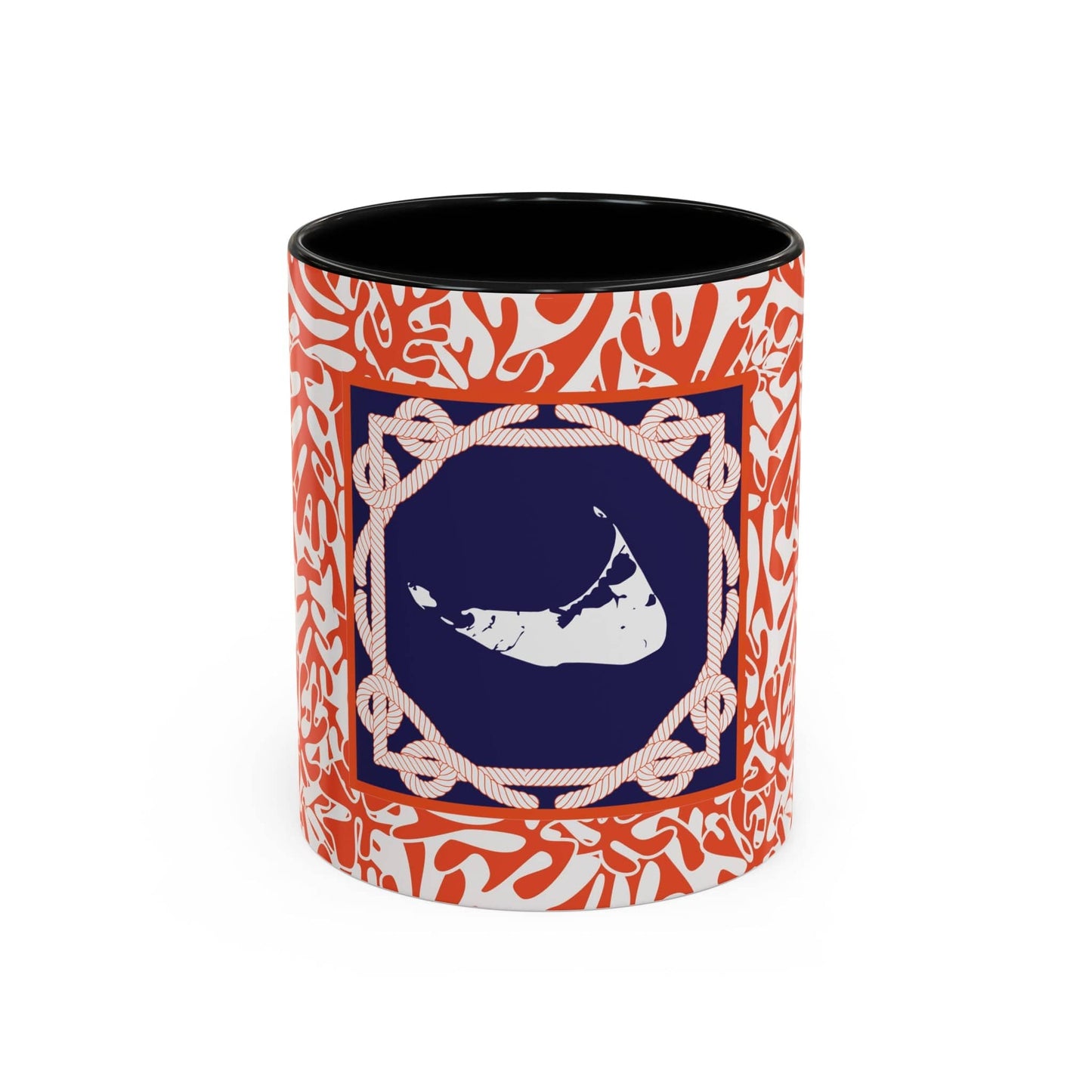 Nantucket Sailor's Sheets and Lines Coffee Mug Orange and Blue (11oz)