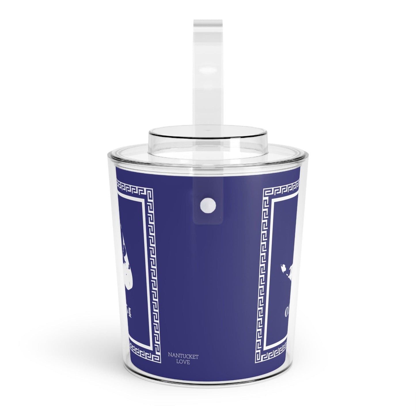 Nantucket Zip Code Acrylic Ice Bucket with Greek Key Border