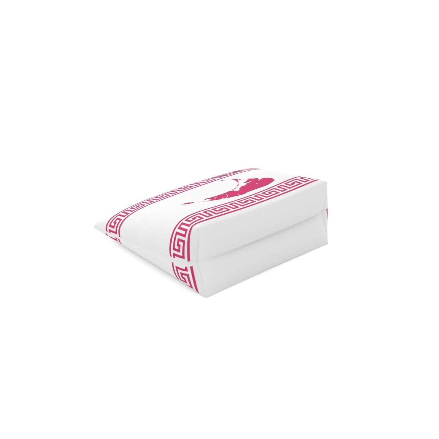 Nantucket Cotton Cosmetic Bag in Raspberry and White with Greek Key