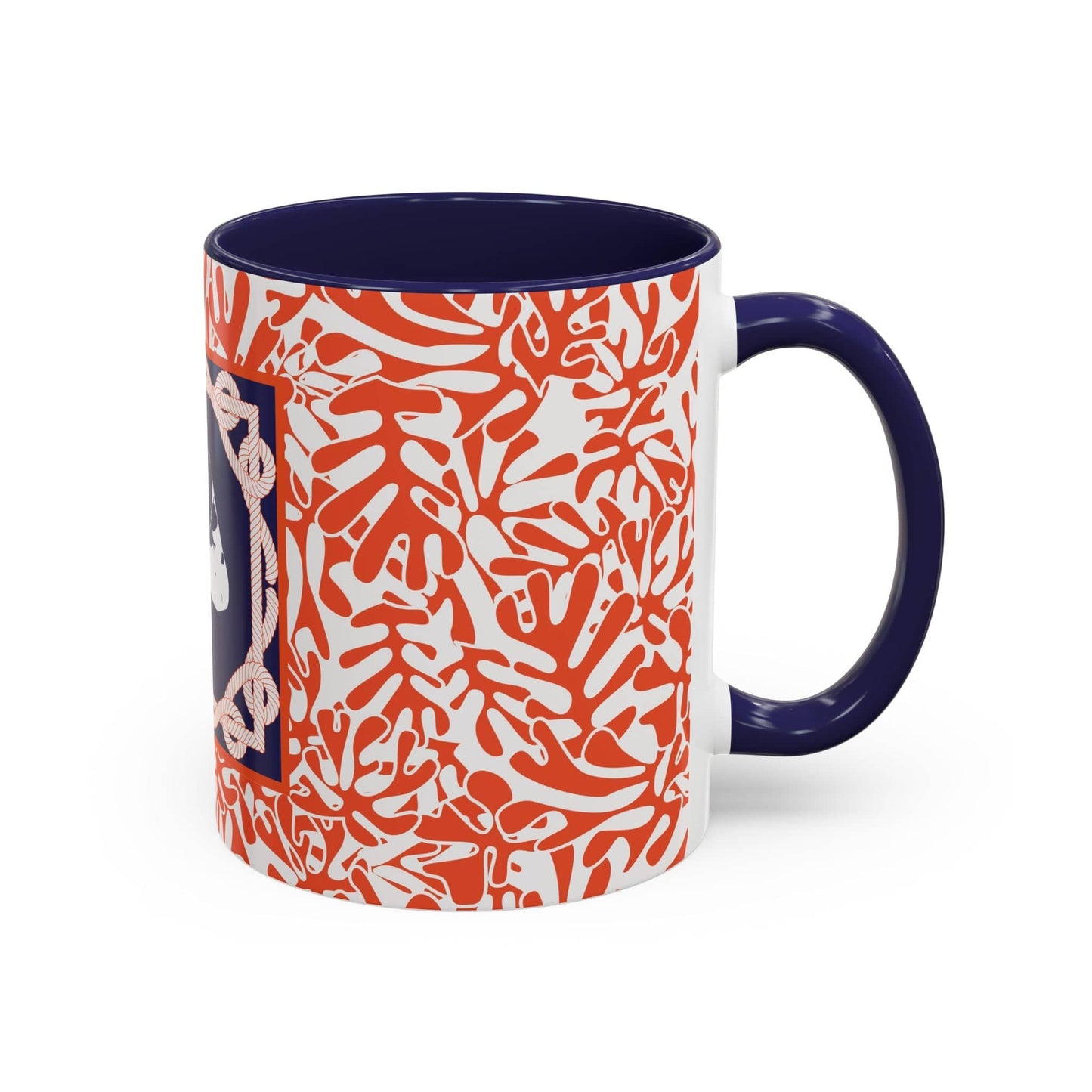 Nantucket Sailor's Sheets and Lines Coffee Mug Orange and Blue (11oz)