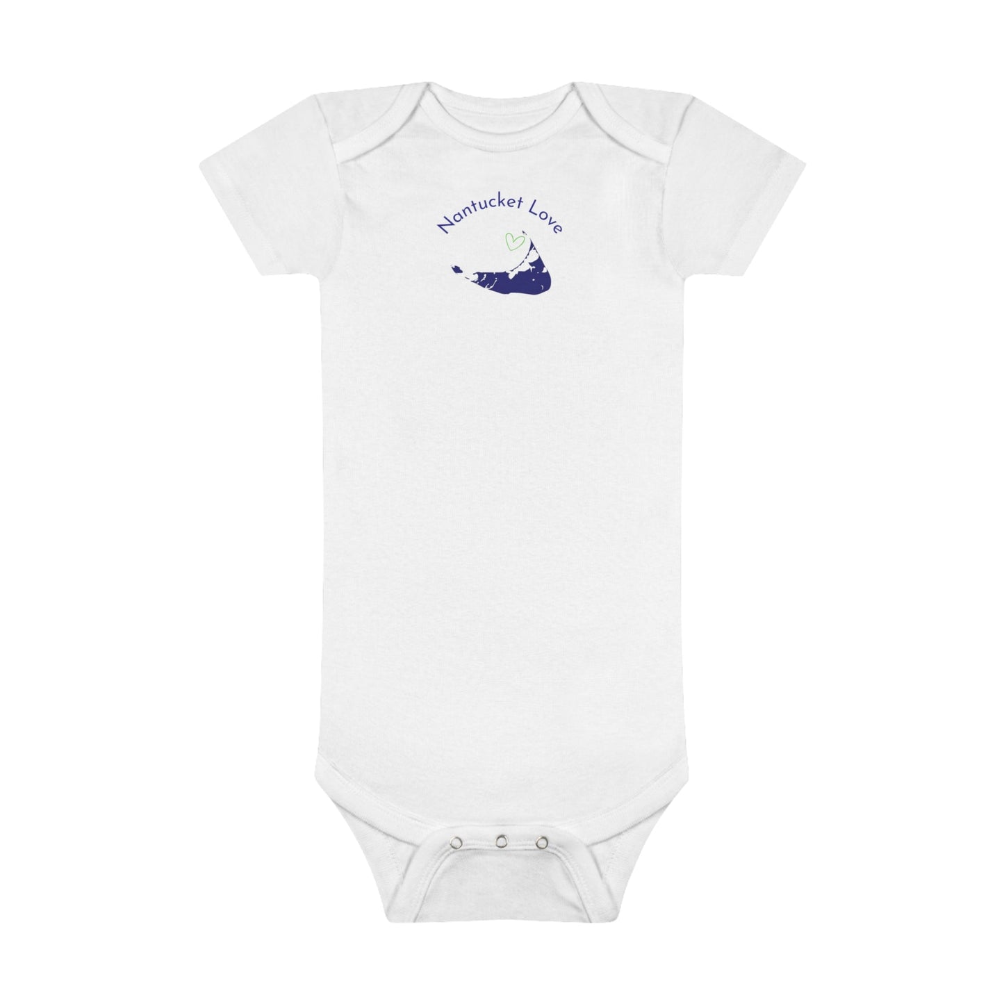 Nantucket Love Baby Short Sleeve Onesie® in Navy and Green