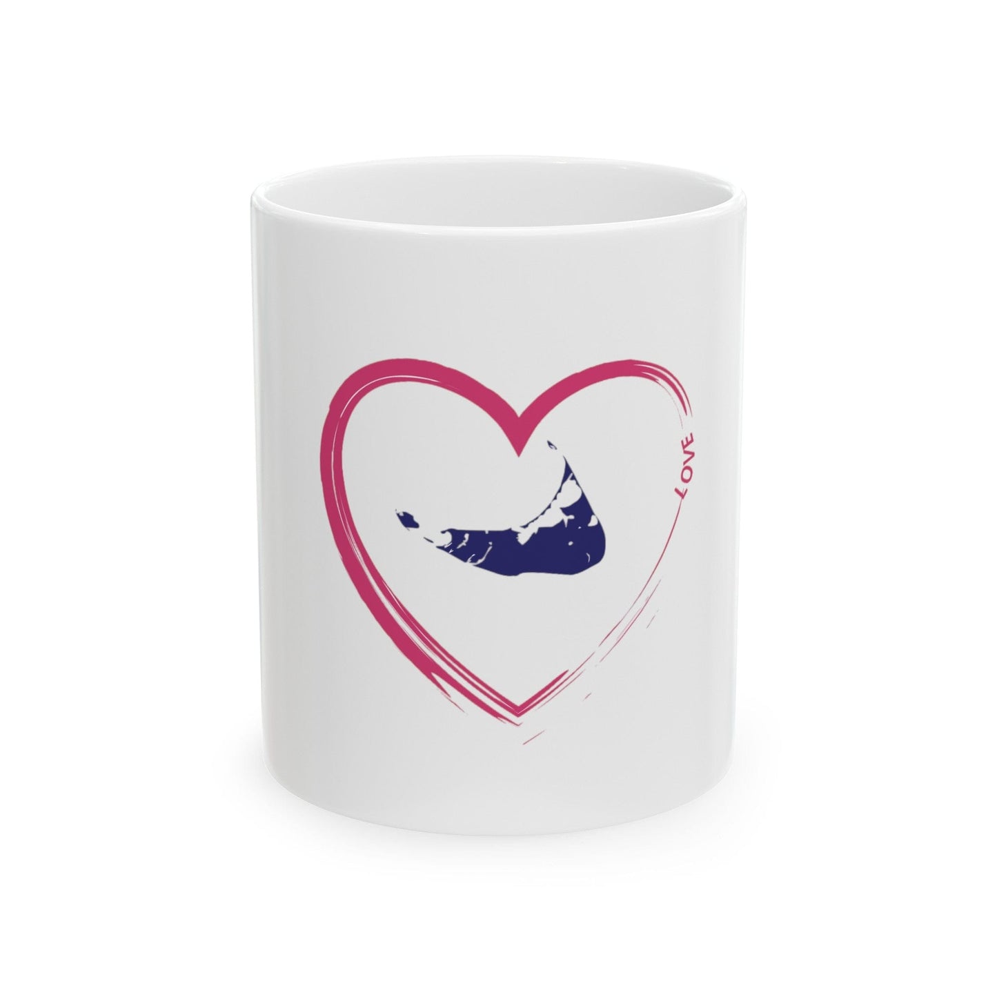 Brushed Heart Nantucket Ceramic Mug, (11oz)