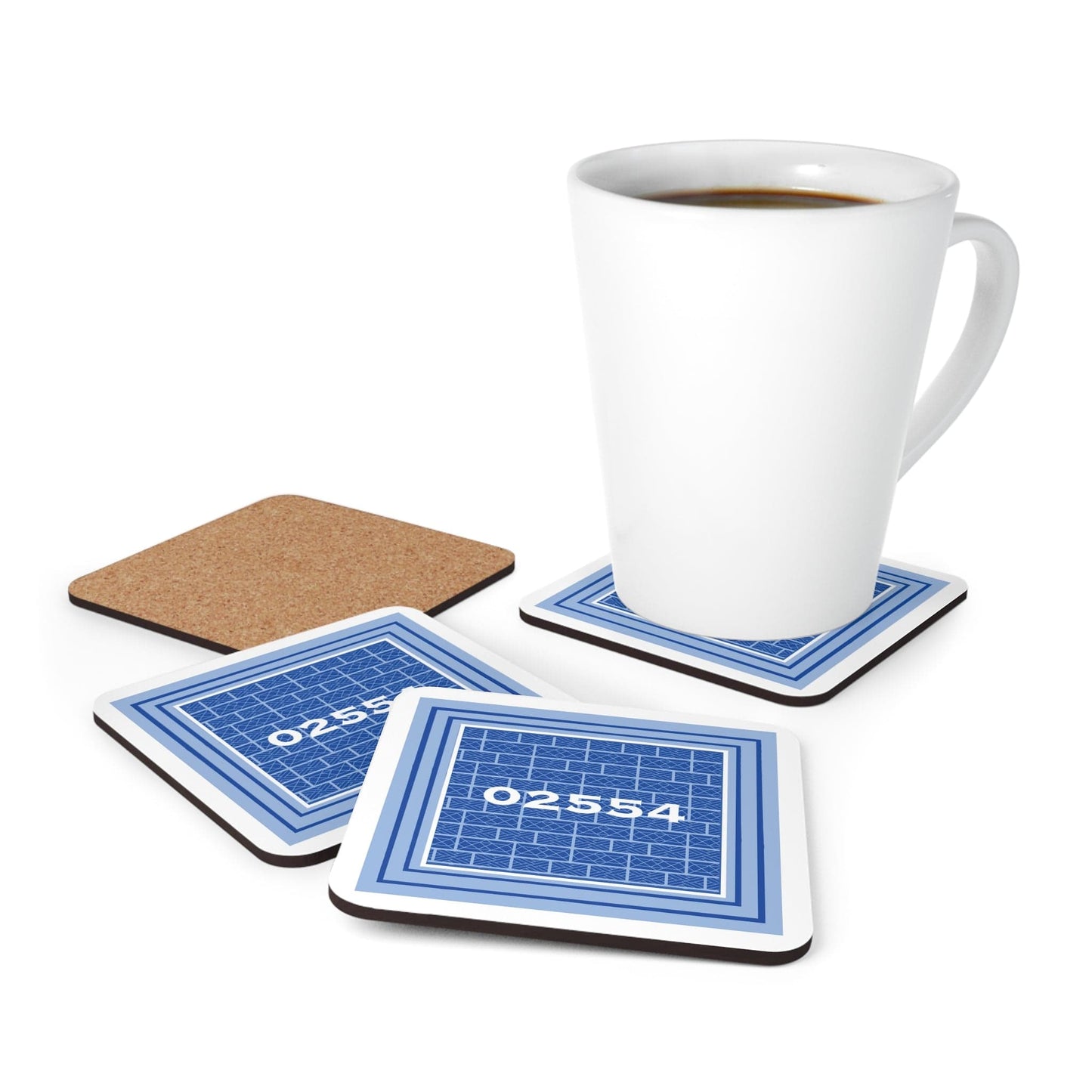 Nantucket Blues on Board Zip Code Corkwood Coaster Set