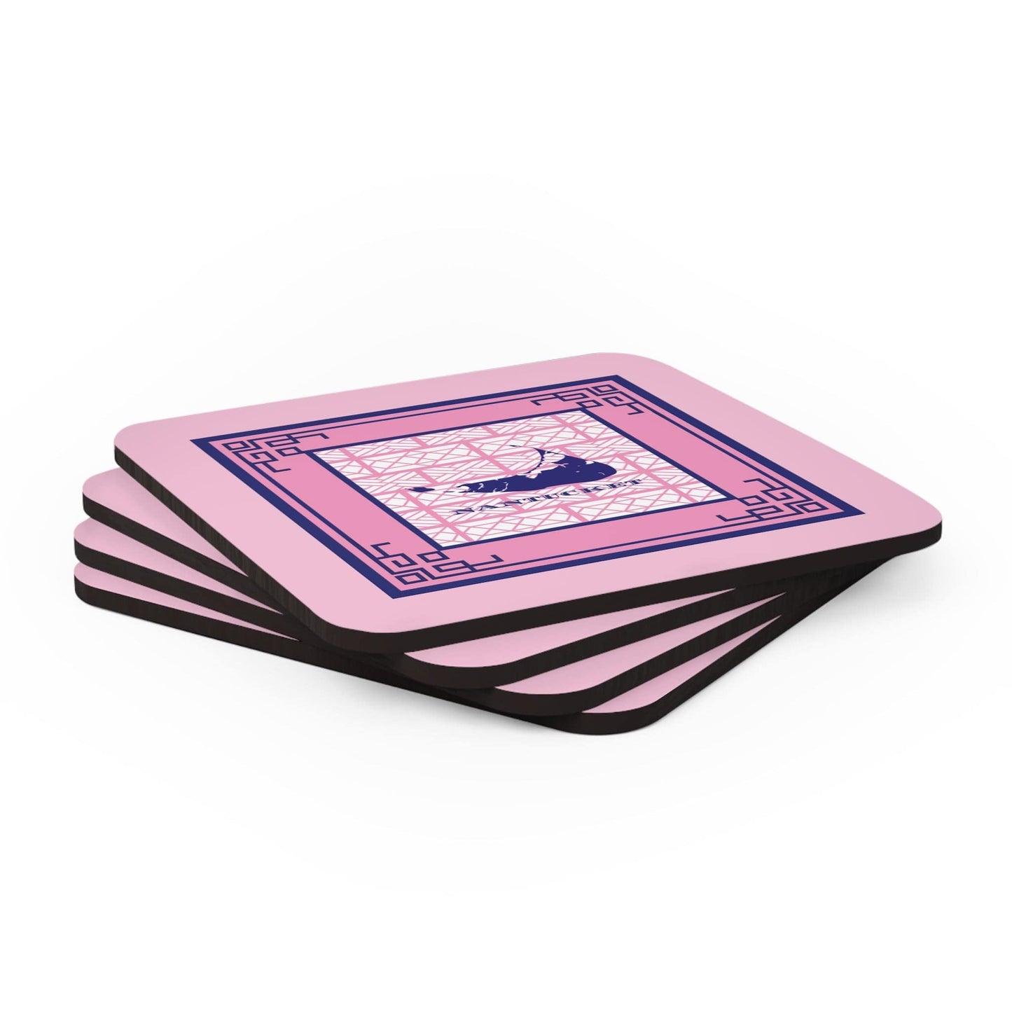 Nantucket Coasters in Navy Blue and Pink Chippendale