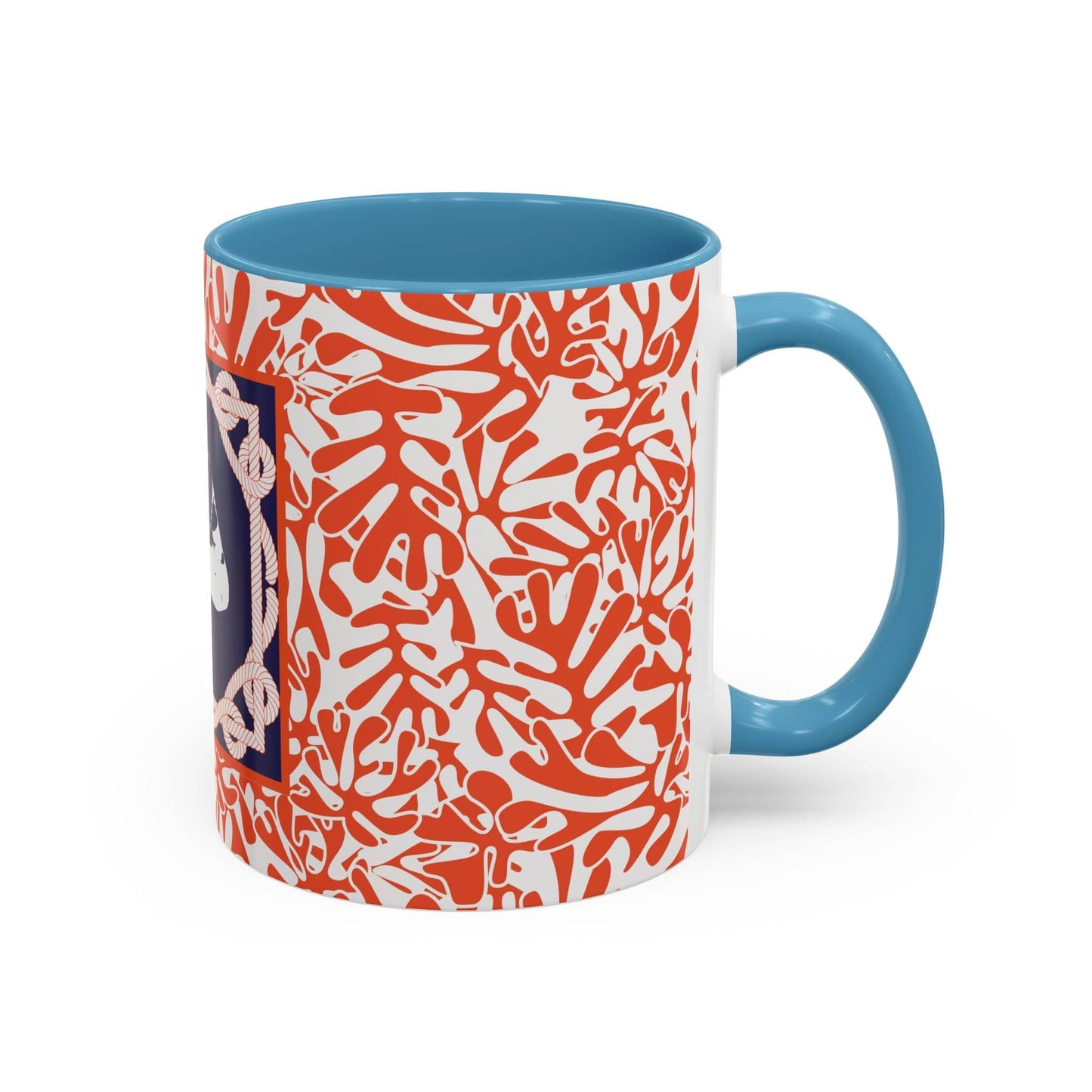 Nantucket Sailor's Sheets and Lines Coffee Mug Orange and Blue (11oz)