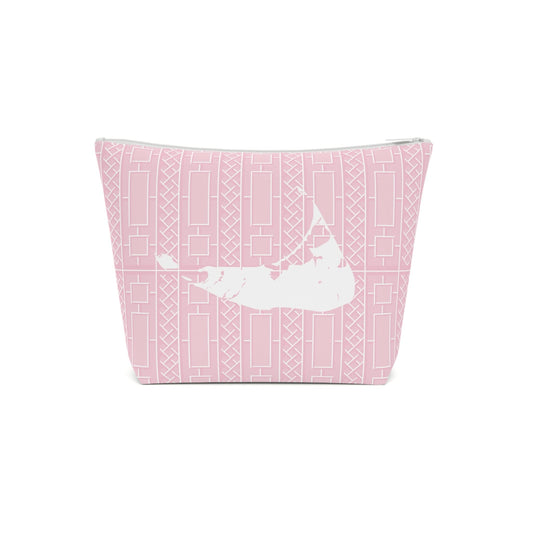 Nantucket Pink Lattice Cotton Cosmetic Bag