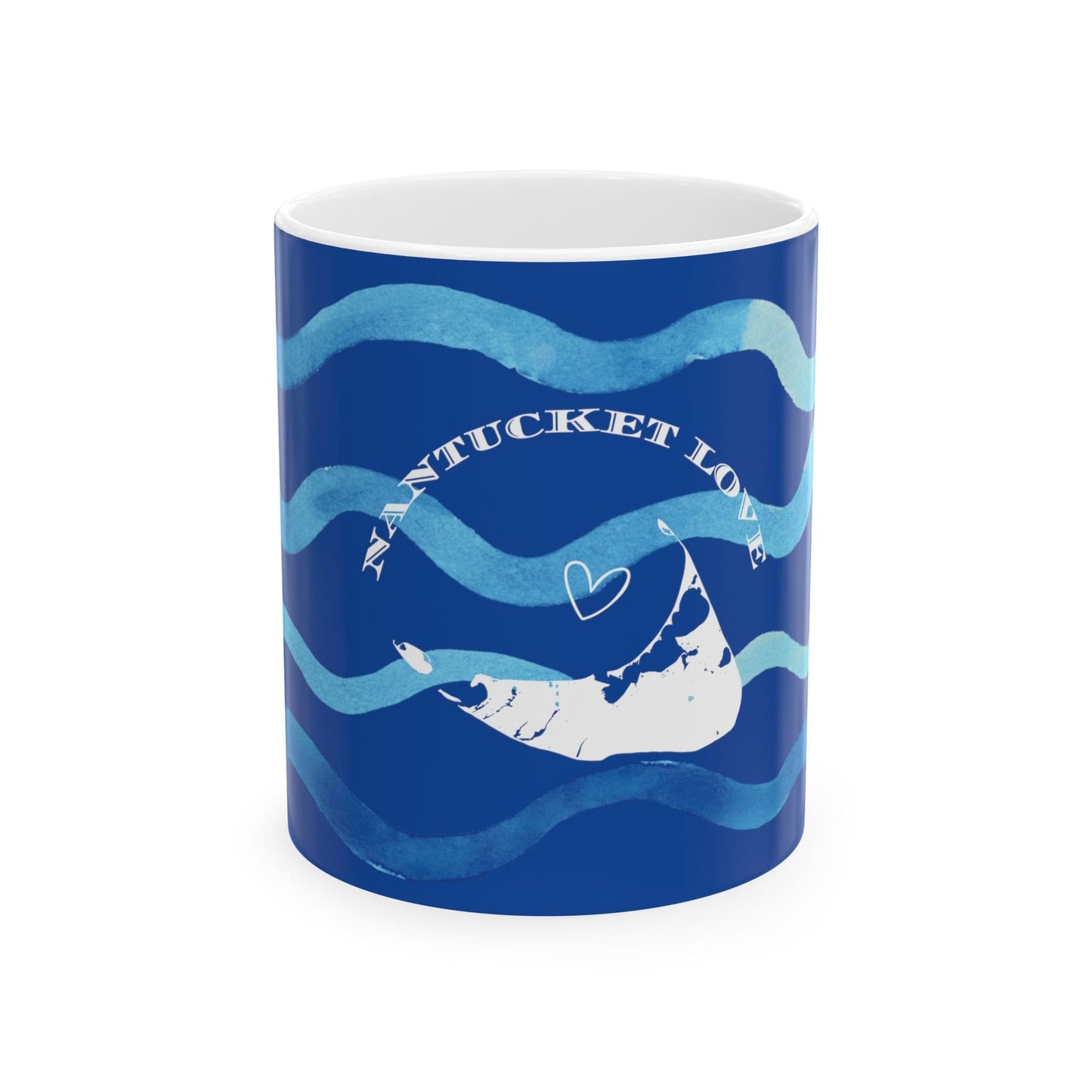 Nantucket Love™ Blue Waves Ceramic Mug, (11oz)