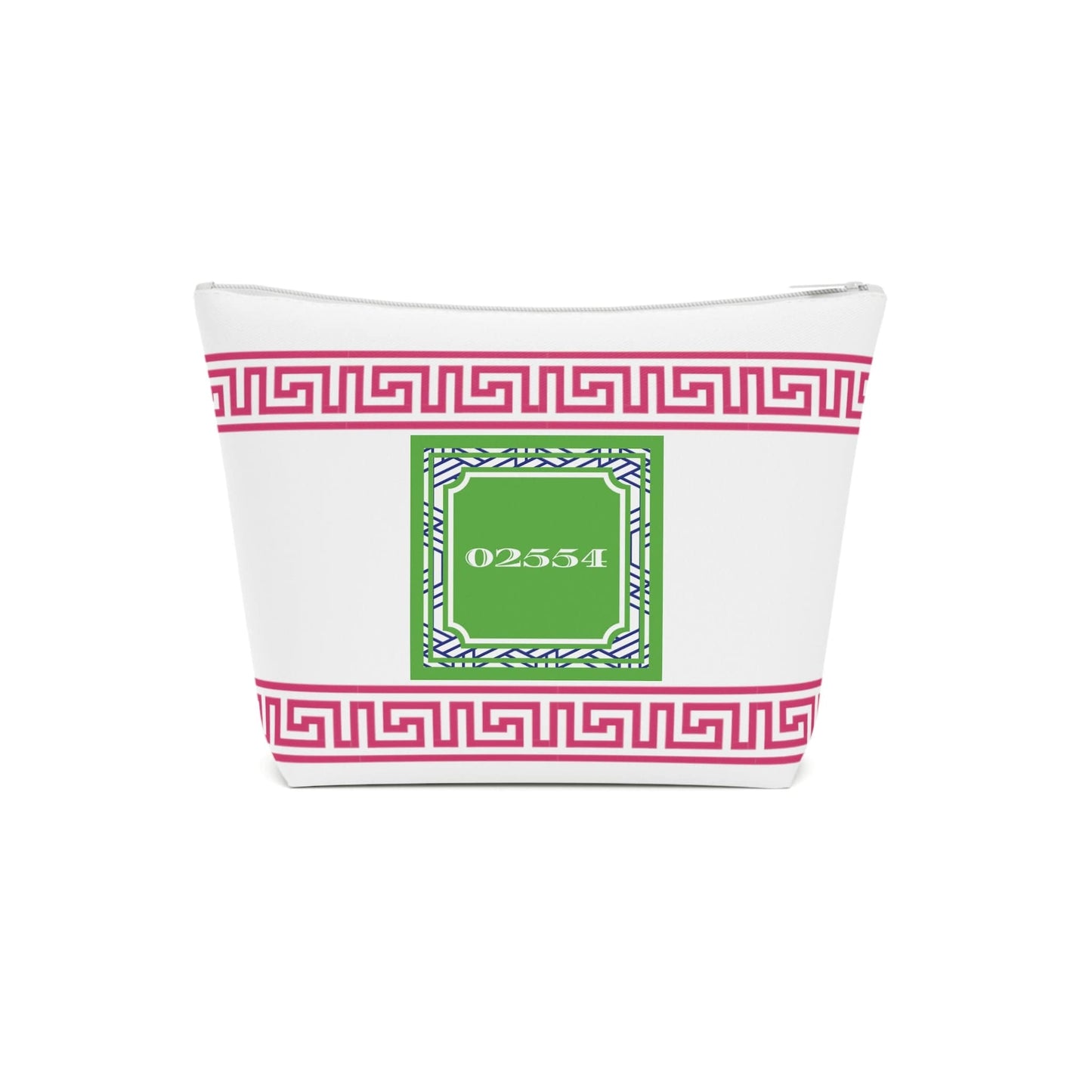 Nantucket Pink and Green Zip Code Cotton Cosmetic Bag