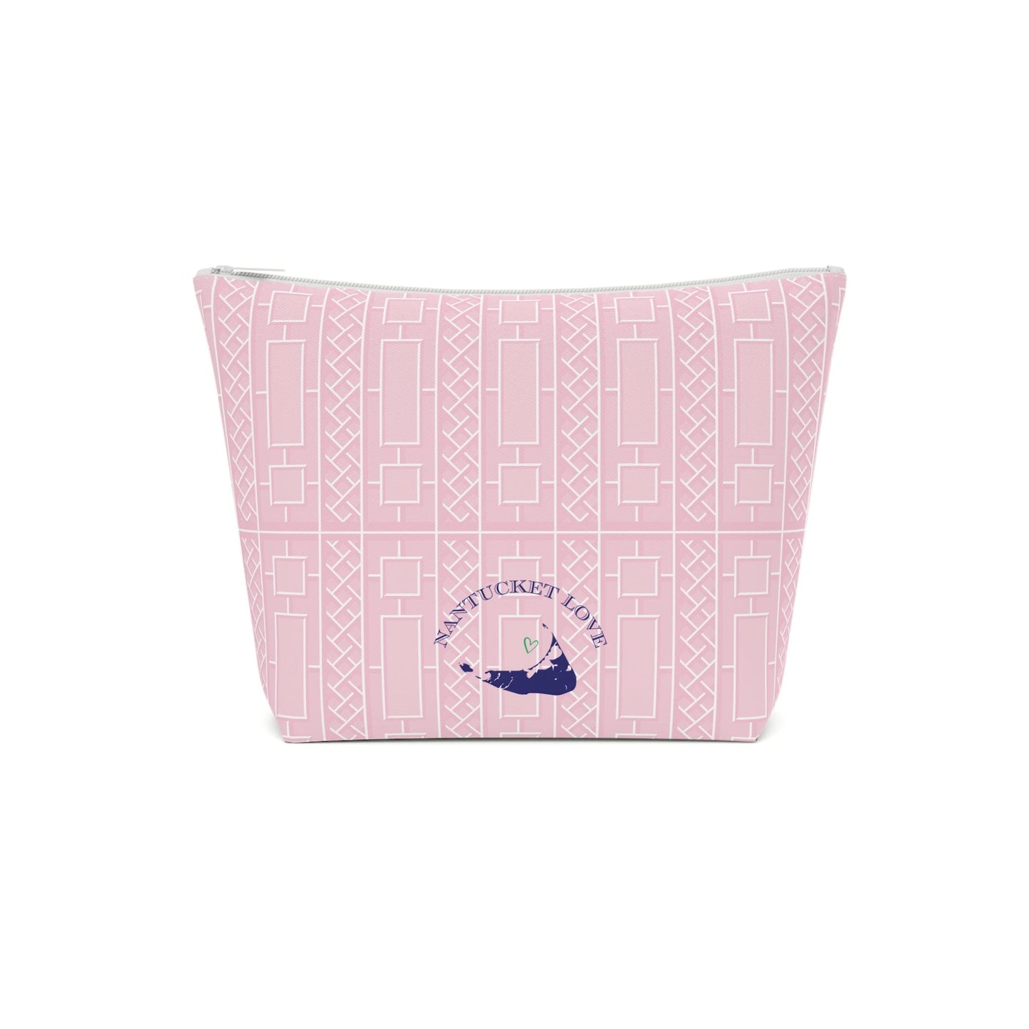 Nantucket Pink Lattice Cotton Cosmetic Bag