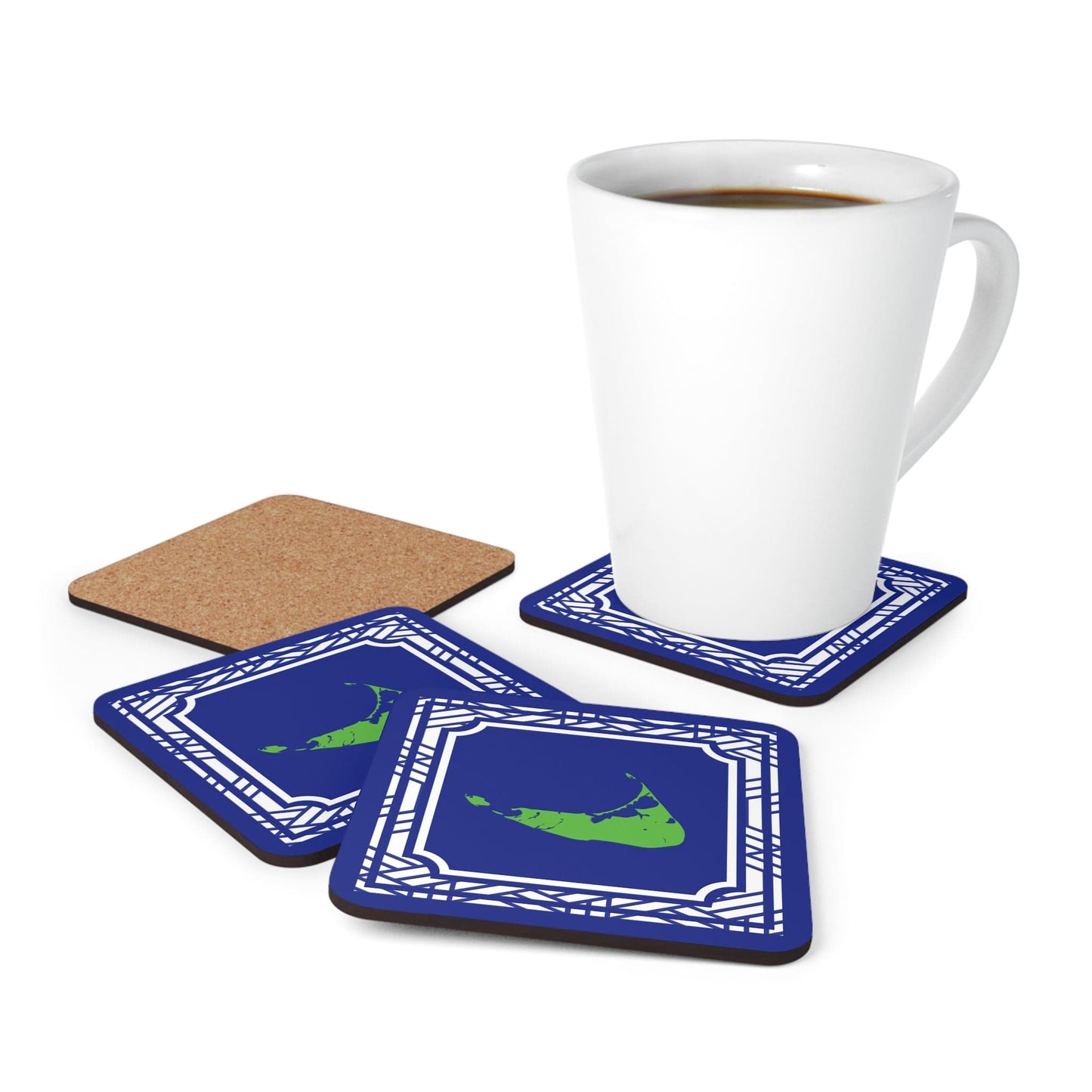 Nantucket Coaster Set in Blue, White and Green