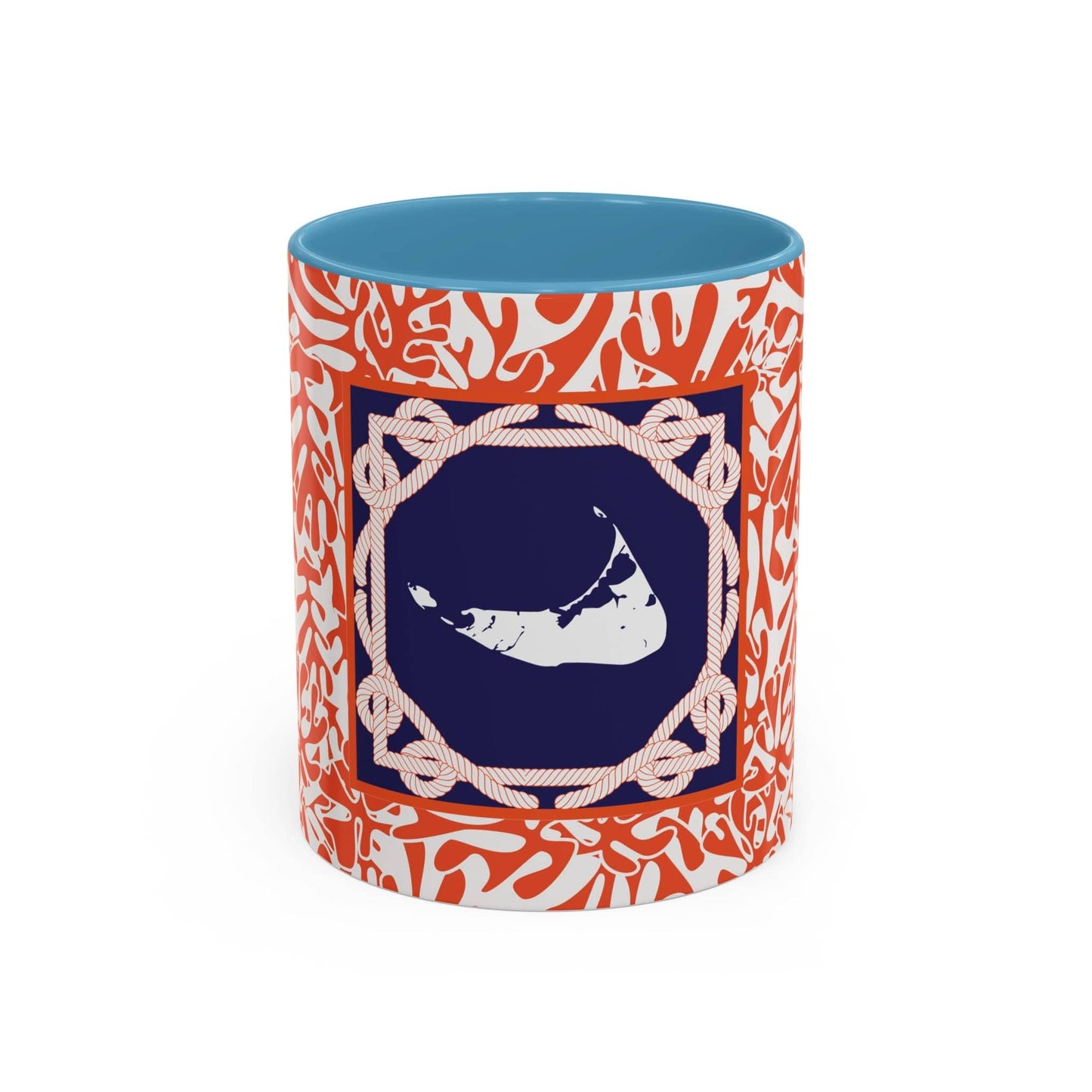 Nantucket Sailor's Sheets and Lines Coffee Mug Orange and Blue (11oz)