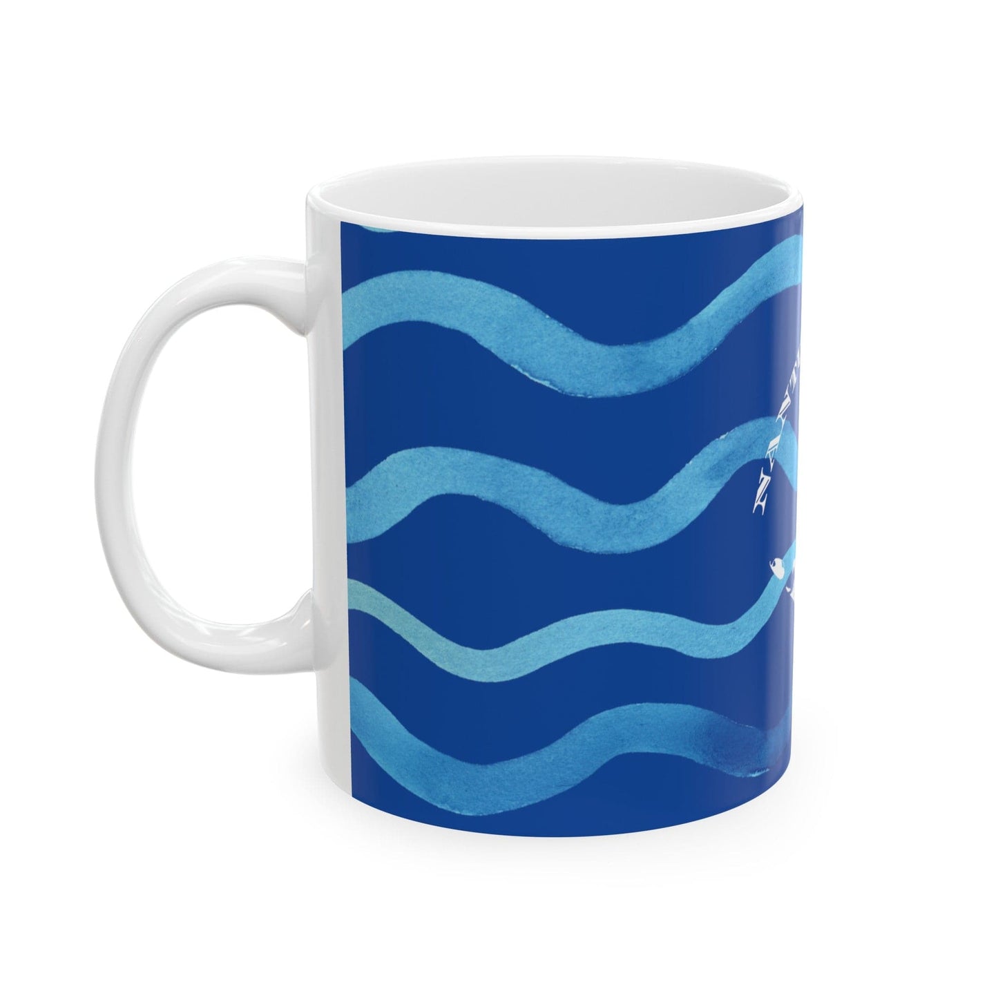 Nantucket Love™ Blue Waves Ceramic Mug, (11oz)