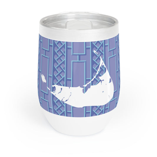 Nantucket Hydrangea Blues Lattice Chill Wine Tumbler