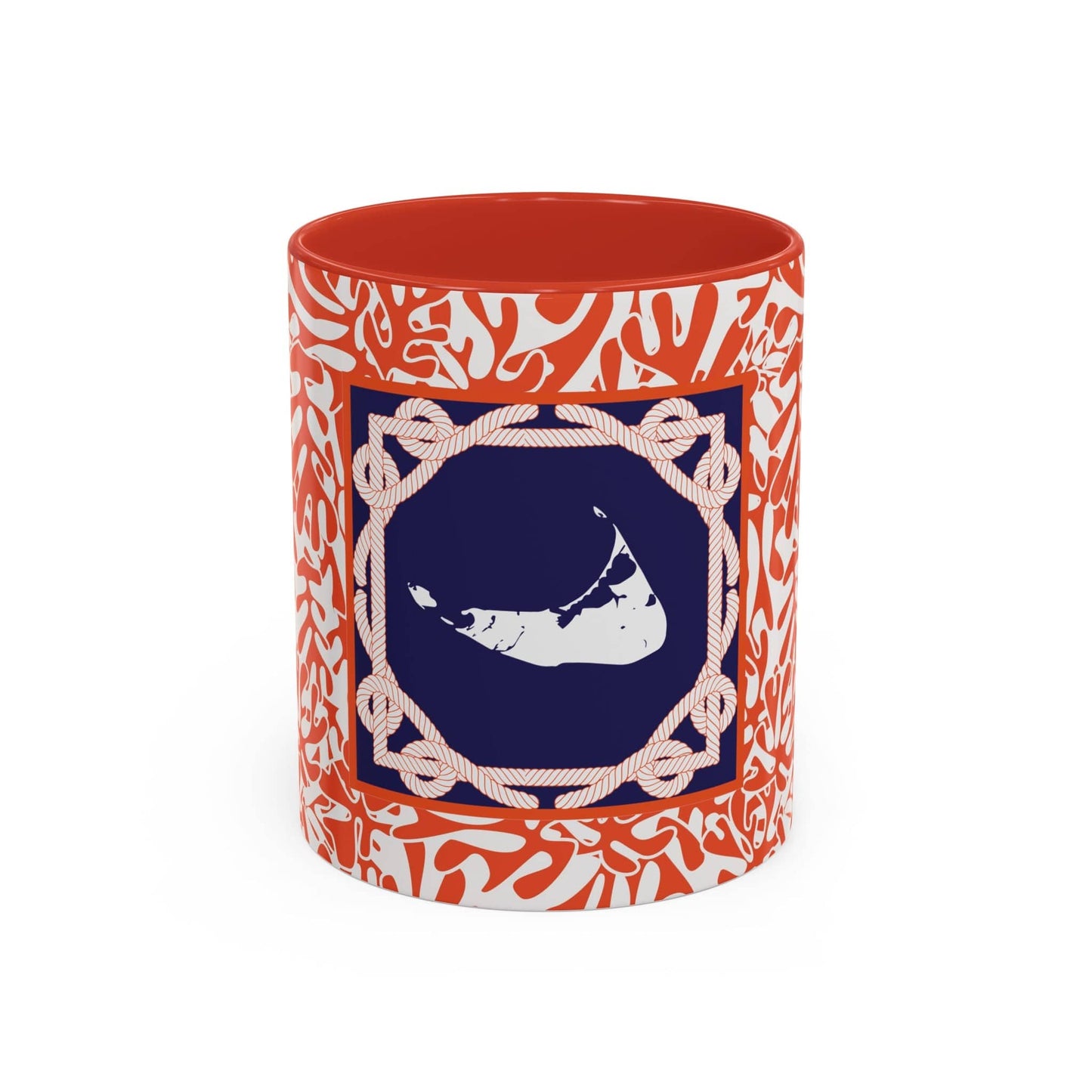 Nantucket Sailor's Sheets and Lines Coffee Mug Orange and Blue (11oz)