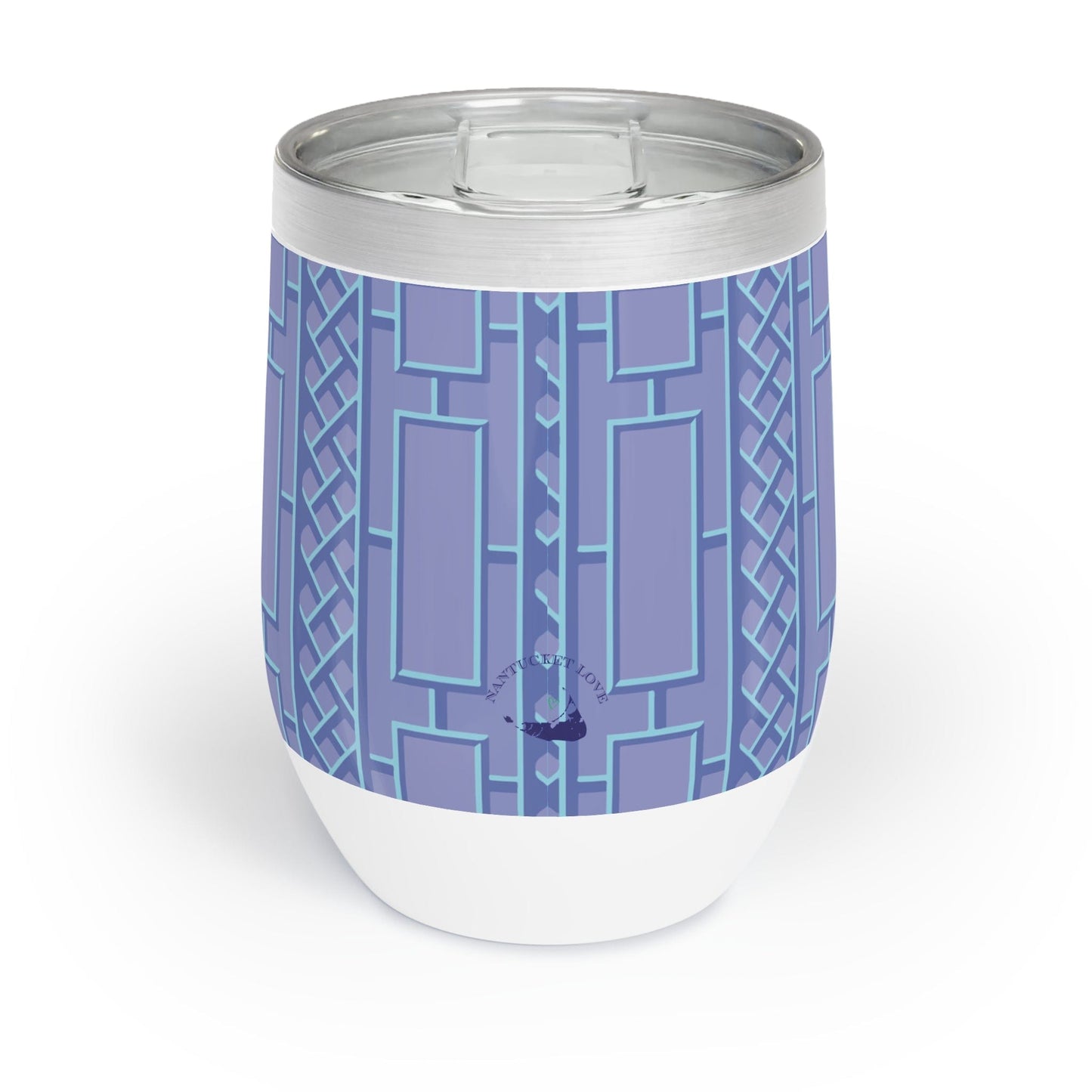 Nantucket Hydrangea Blues Lattice Chill Wine Tumbler