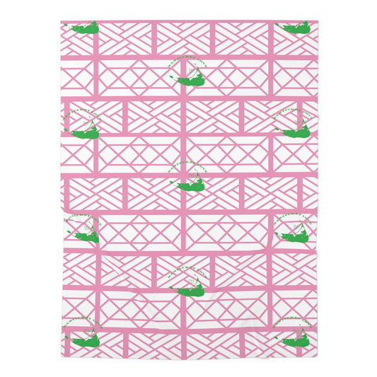 Nantucket Love™ Pink and Green Baby Swaddle Blanket