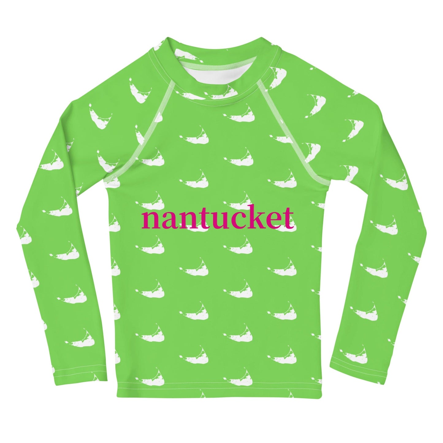 Nantucket Love™ Patterned Kids Rash Guard in Pink and Green