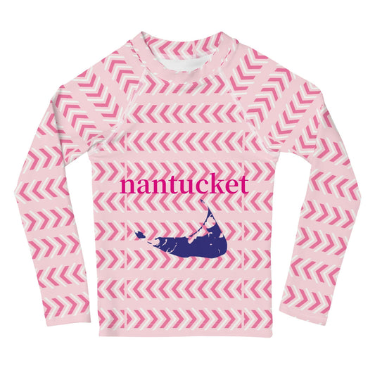 Nantucket Love™ Kids Rash Guard in Pink and Cream