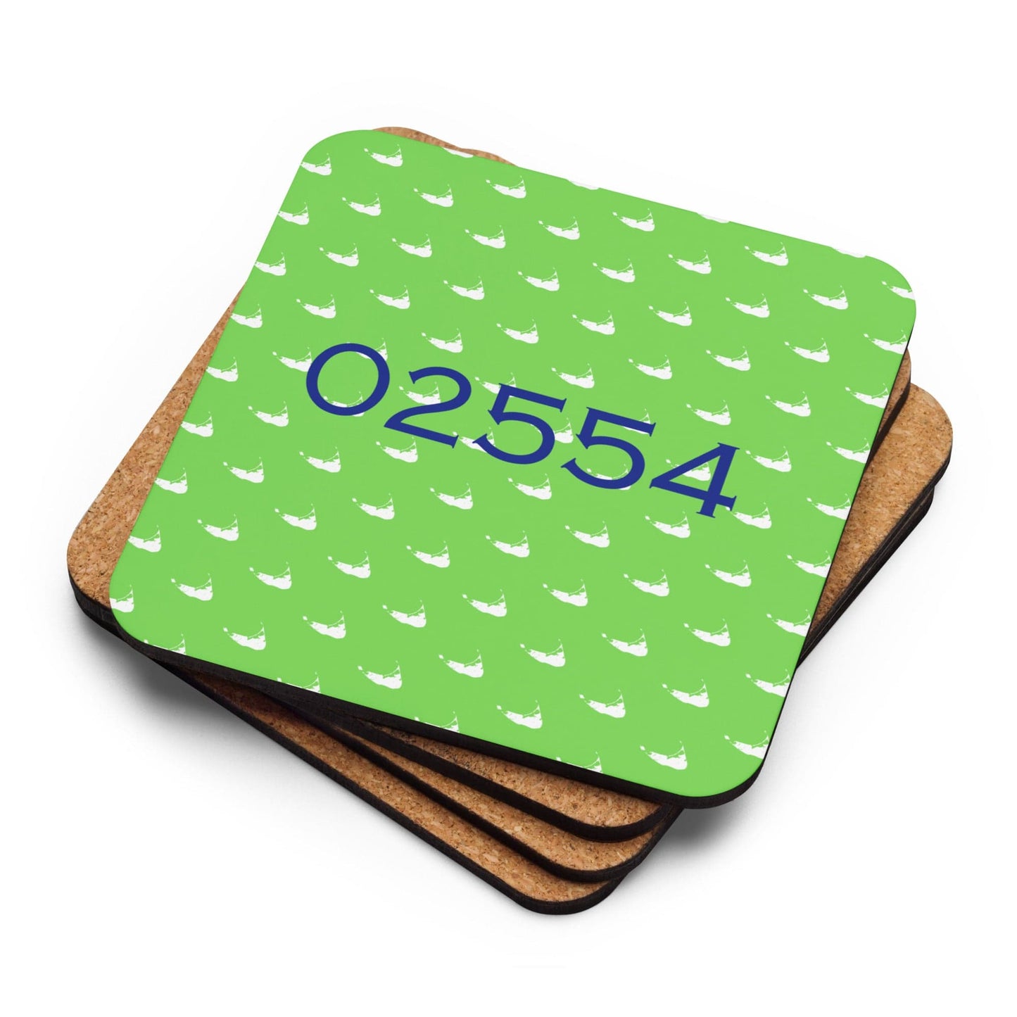 Nantucket Patterned Zip Code Cork-back Coaster