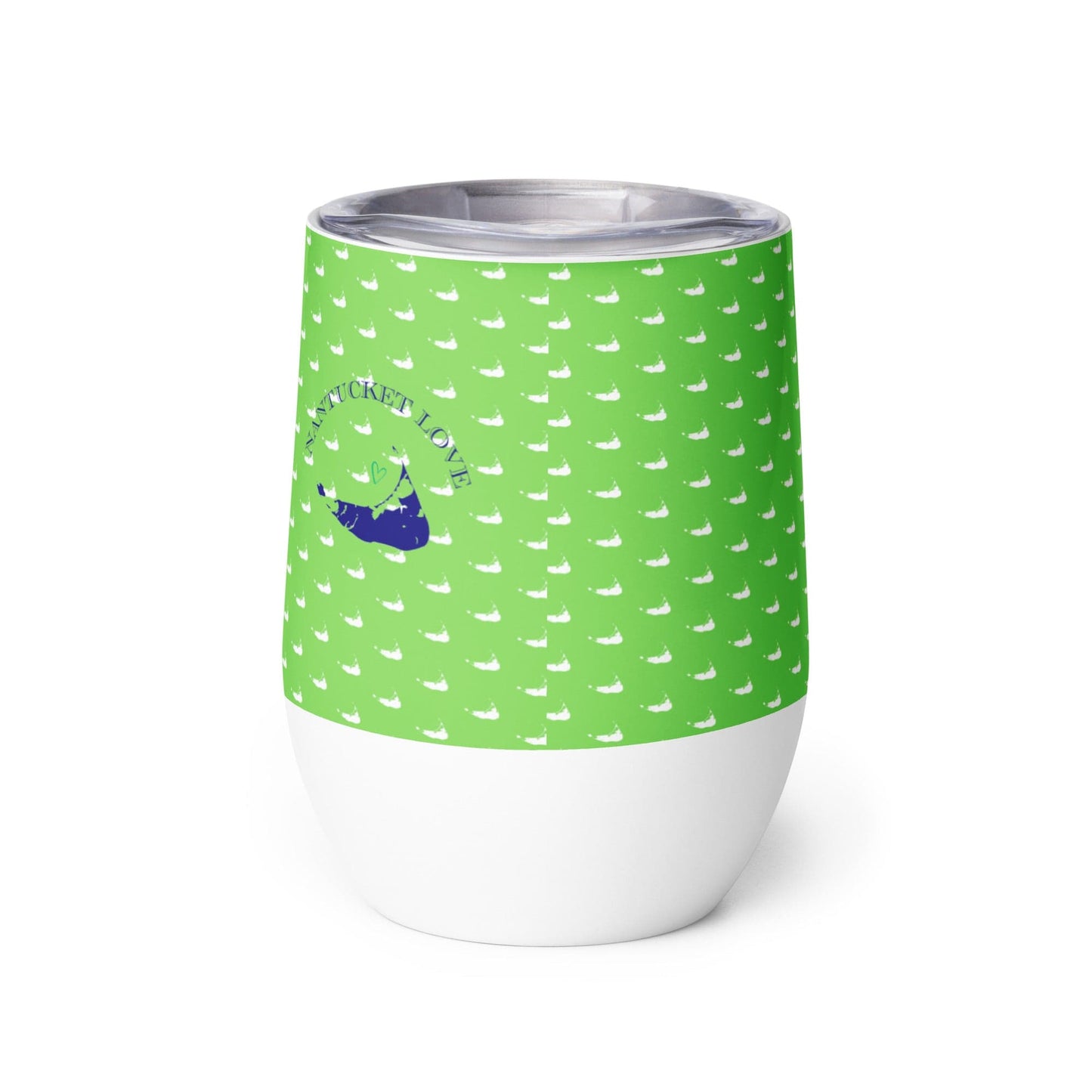 Nantucket Zip Code and Island Silhouette Wine Tumbler in Green and Blue