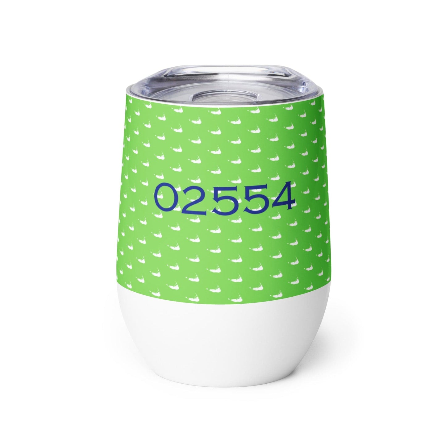 Nantucket Zip Code and Island Silhouette Wine Tumbler in Green and Blue