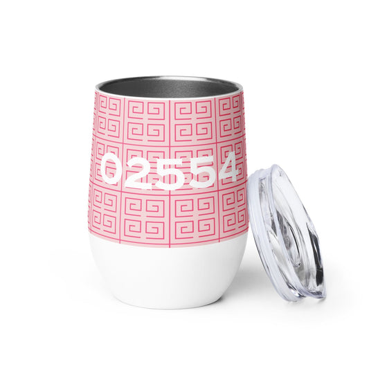 Nantucket Pink on Pink Zip Code Wine tumbler