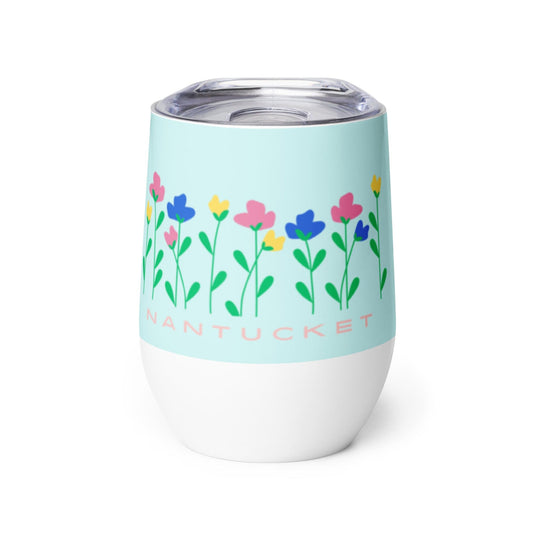 Nantucket Flowers Wine Tumbler